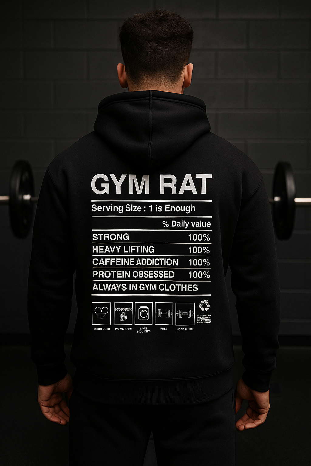 Gym Rat Oversized Hoodie - Black